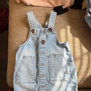 wonder nation Light Blue Denim Overall Dress with Front Pockets